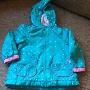 EUC Teal Polka Dot Girls 12M London Fog Jacket with Lining